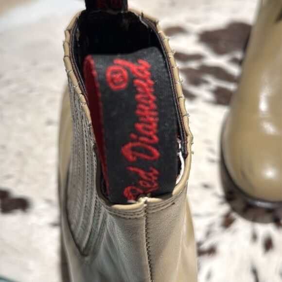Red Diamond Leather Chelsea Boot Beige Size 28 A11 - Picture 10 of 11